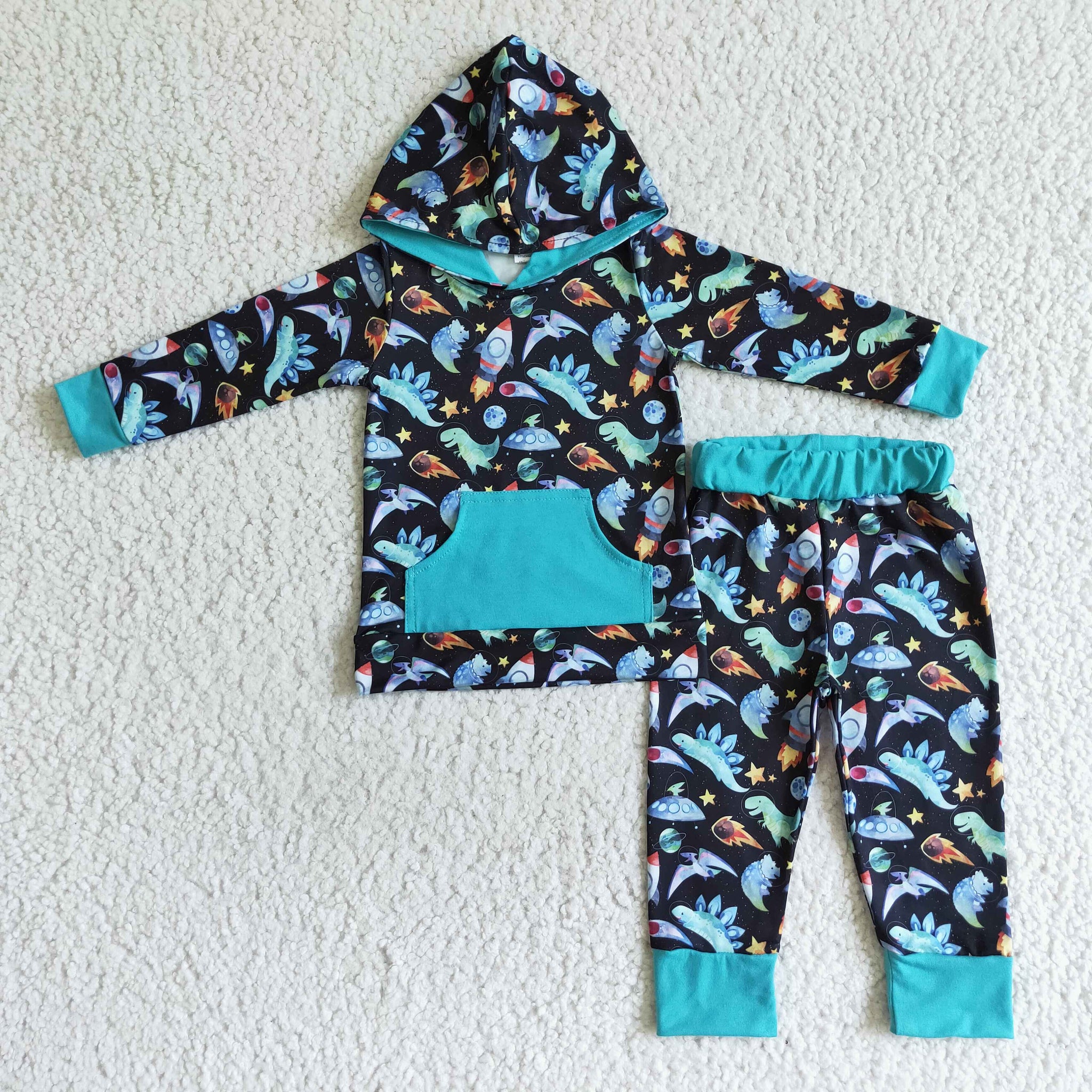 BLP0055 boy winter clothes cute dinosaur outfits hoodies set