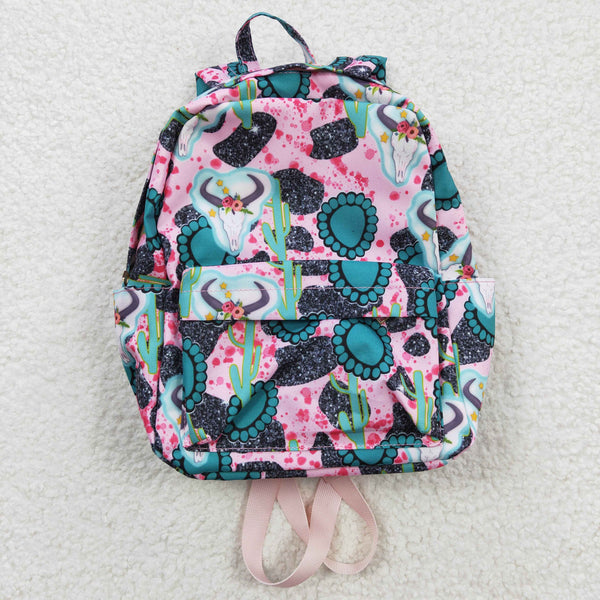 BA0044 toddler backpack flower girl gift back to school cow western turquoise preschool bag
