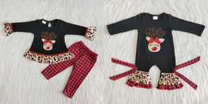 baby girl clothes deer embroidery matching christmas outfits