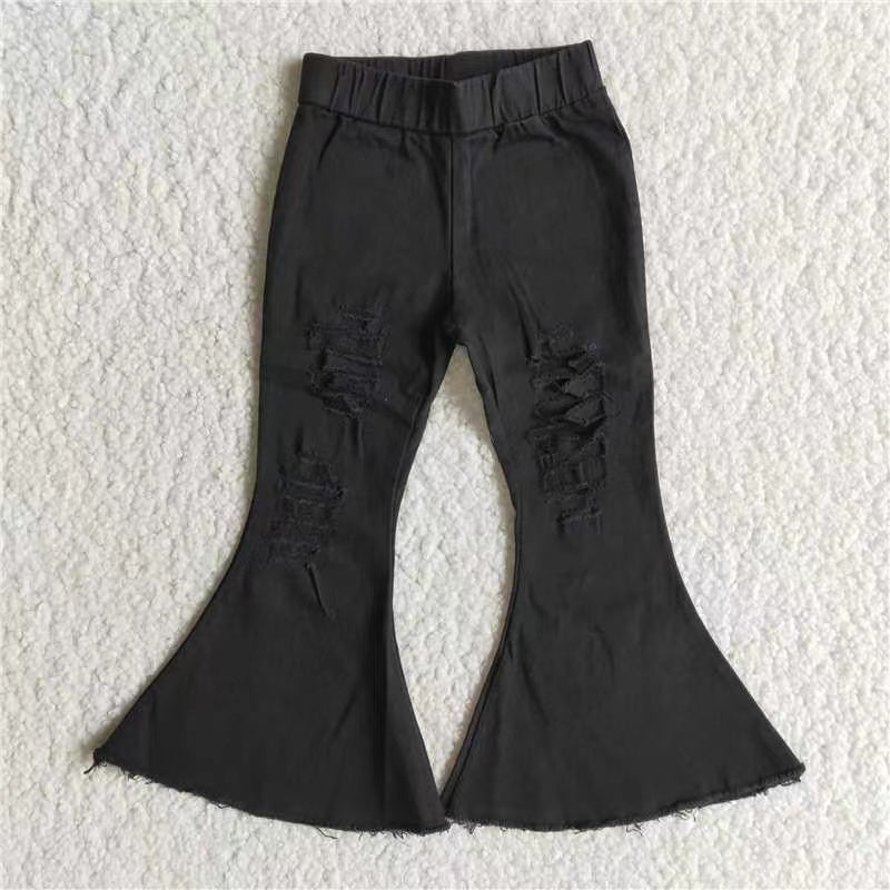 C8-2 baby girl clothes black jeans bell bottom pants