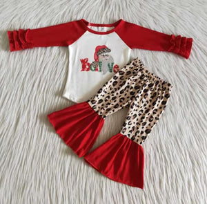 6 A19-27 baby girl clothes believe santa claus leopard christmas outfits