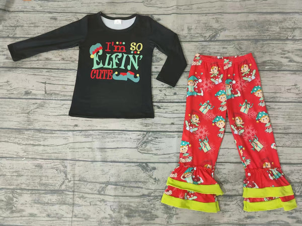 GLP0155 christmas outfits for kids black kids clothes girls
