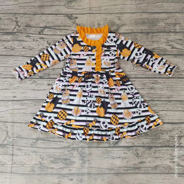 GLD0104 halloween baby girls dress pumpkin dresses