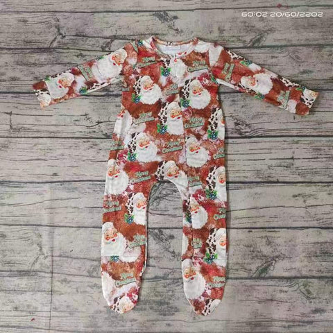 LR0176 pre-order cute sante claus zipper romper baby christmas clothing