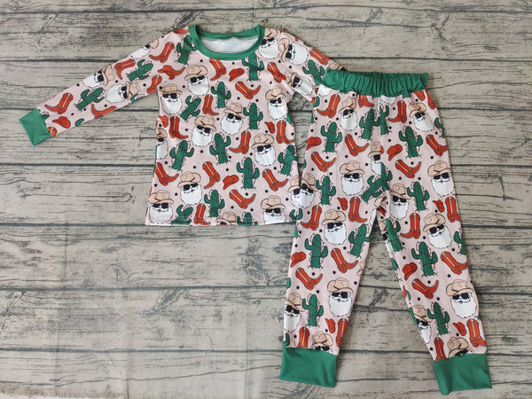 sleepwear green santa claus shoes matching pajamas set