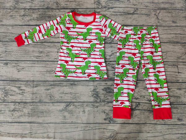 BLP0110 sleepwear dinosaur stripe christmas pajamas set