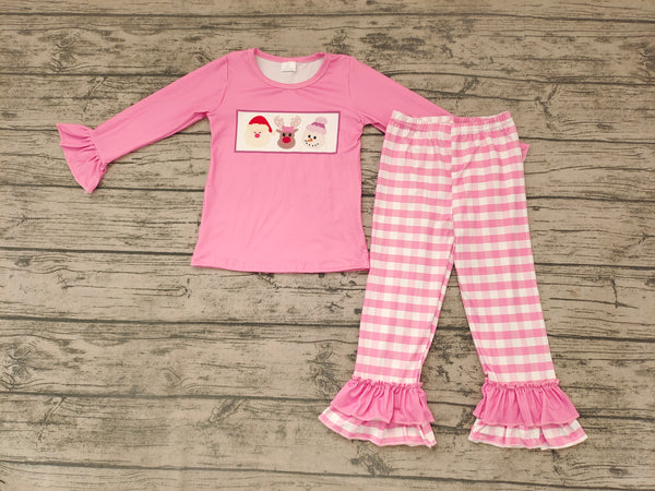 GLP0315 baby girl clothes pink santa claus christmas set