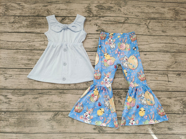 GSPO0233 baby girl clothes blue bunny easter set