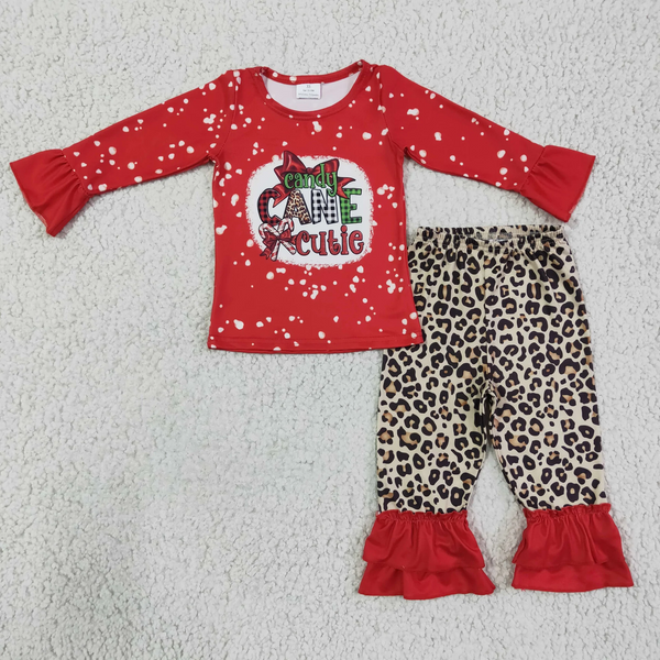 baby girl clothes candy cutie leopard matching christmas clothing