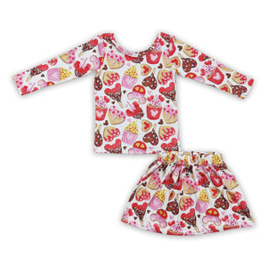 GLD0176 baby girl clothes cartoon valentines day skirt outfits