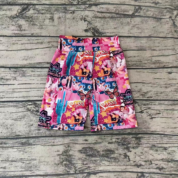 SS0034 toddler clothes cartoon pink biker shorts-milk silk