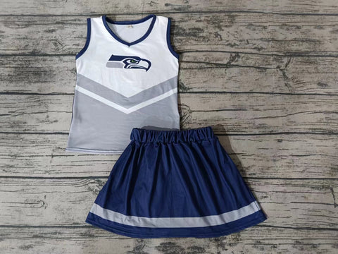 Custom order MOQ:3pcs each design state cheerleading uniforms girl summer skirt set 47