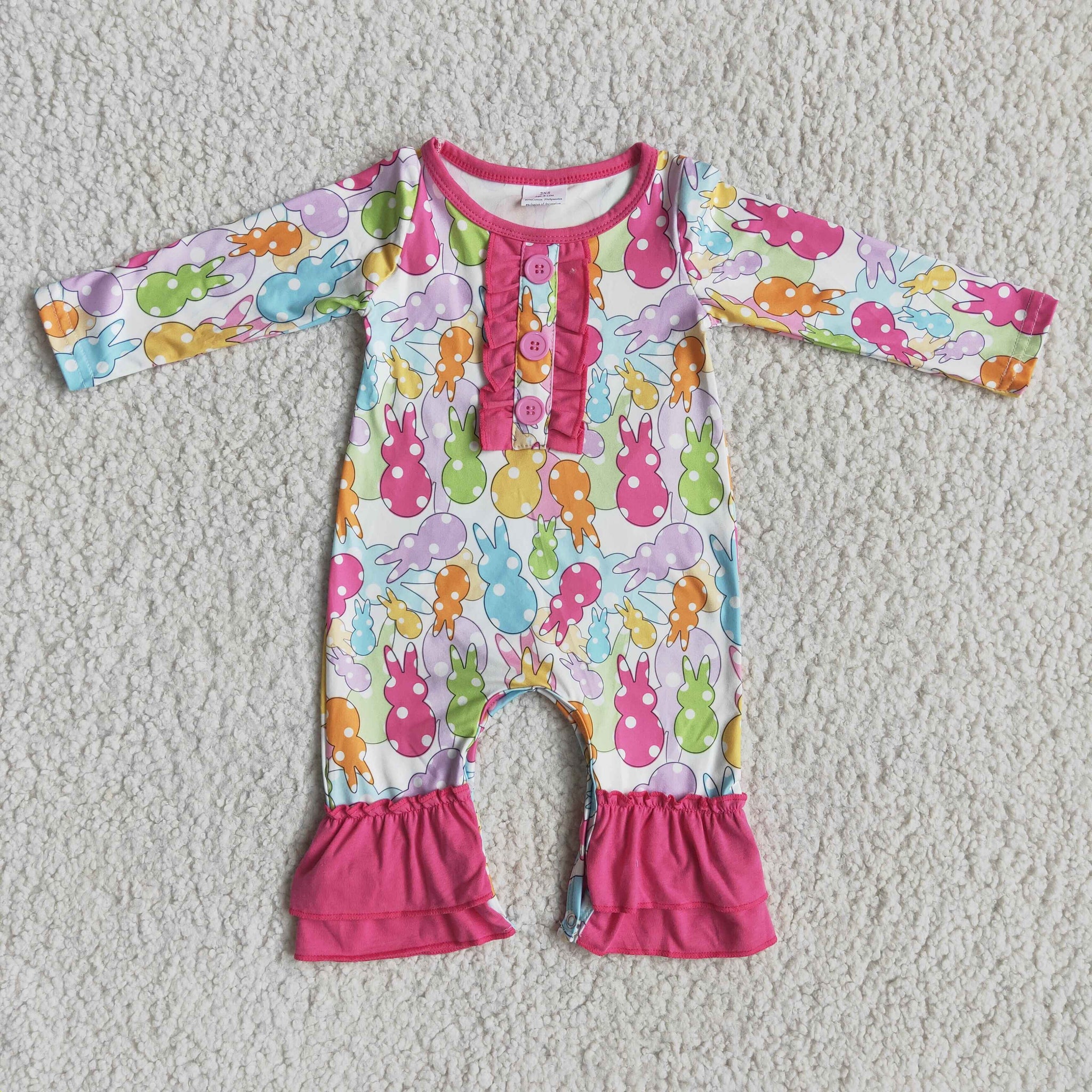 6 A19-18 baby girl clothes bunny easter romper-promotion 2024.2.3