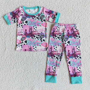E11-4 boy clothes colorful Honky leopard short sleeve fall spring pajamas-promotion 2024.3.9 $5.5