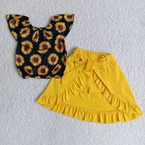 B3-14 baby girl clothes girl summer outfit sumflower skirt set
