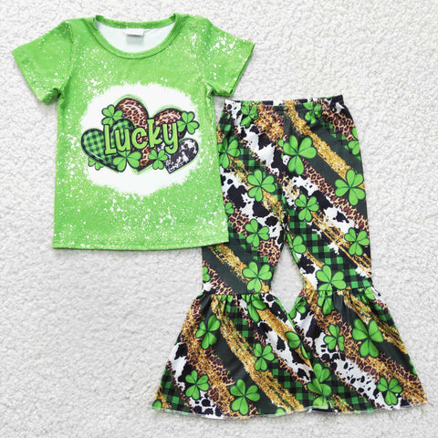 GSPO0356 baby girl clothes green lucky St. Patrick's Day outfits