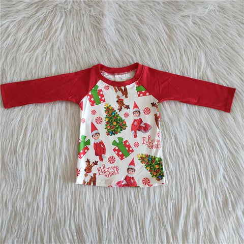 6 A12-21 Boy Christmas gift red long sleeve top tshirt-promotion 2023.10.28