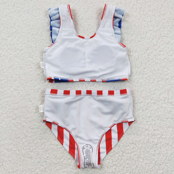 S0090 toddler girl clothes july 4th patriotic summer swimsuit