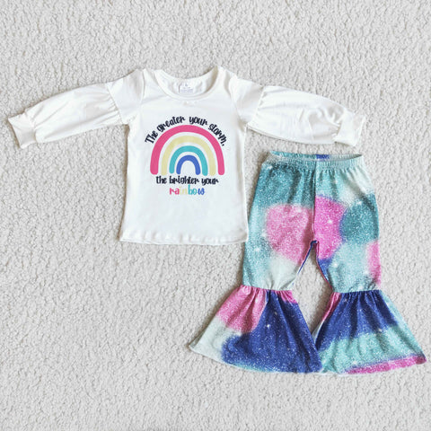 6 A5-15 girl rainbow colorful winter long sleeve set-promotion 2023.10.28