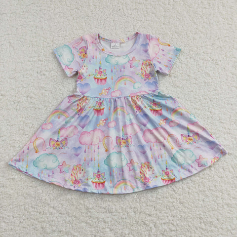 GSD0166 baby girl clothes unicorn summer dress