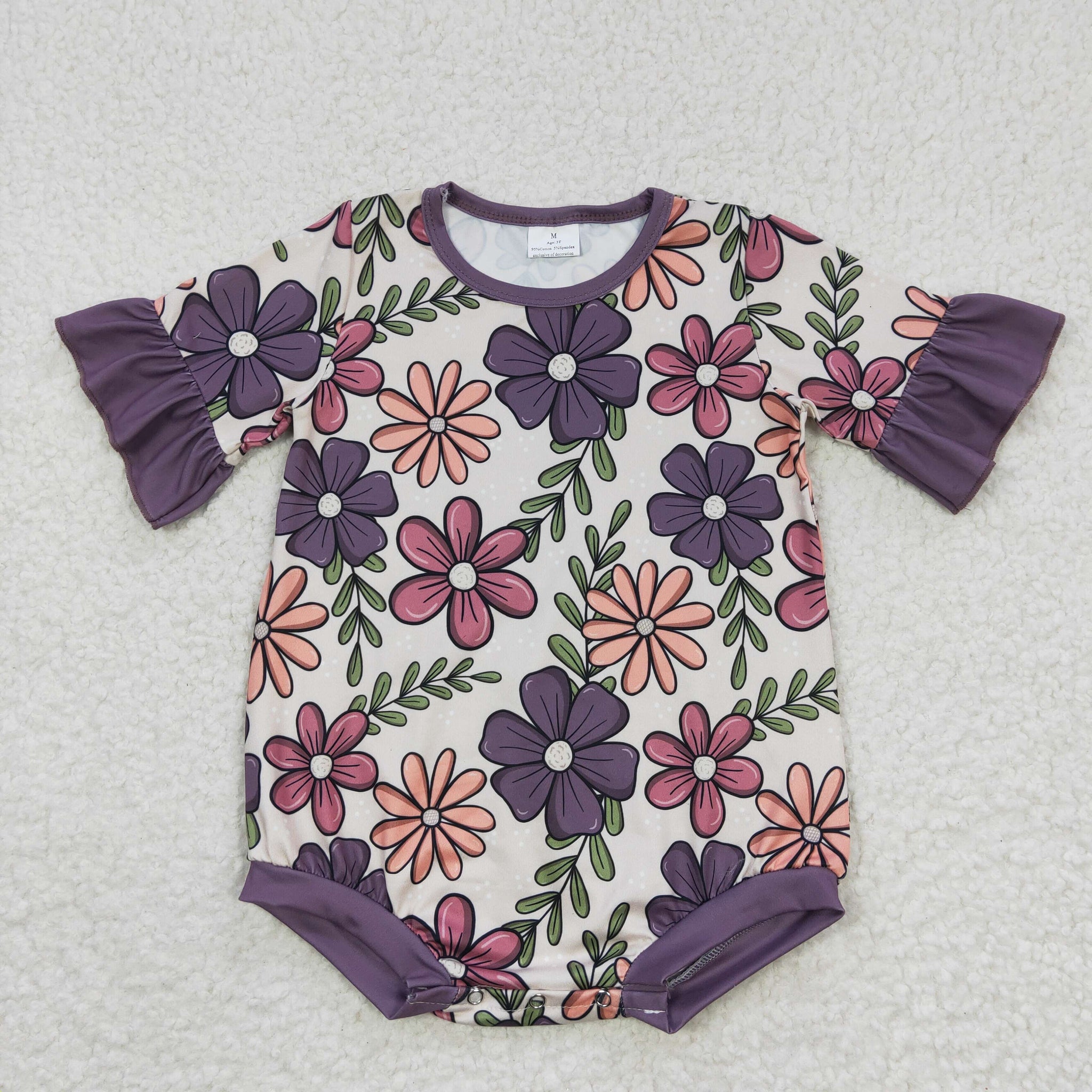 SR0168 baby clothes purple floral summer bubble