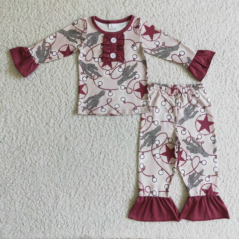 GLP0292 baby girl clothes star winter outfits pajamas set