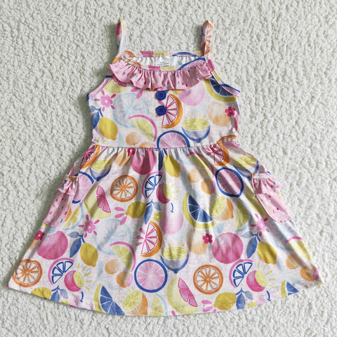 GSD0026 girl clothes summer fruit sleeveless pocket dress-promotion $2.99 2024.4.27