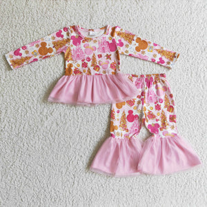 GLP0300 baby girl clothes cartoon castle tulle girl boutique outfit