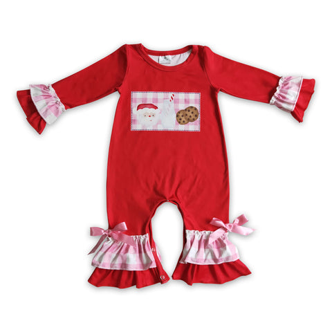 LR0188 baby girl clothes red santa claus christmas romper