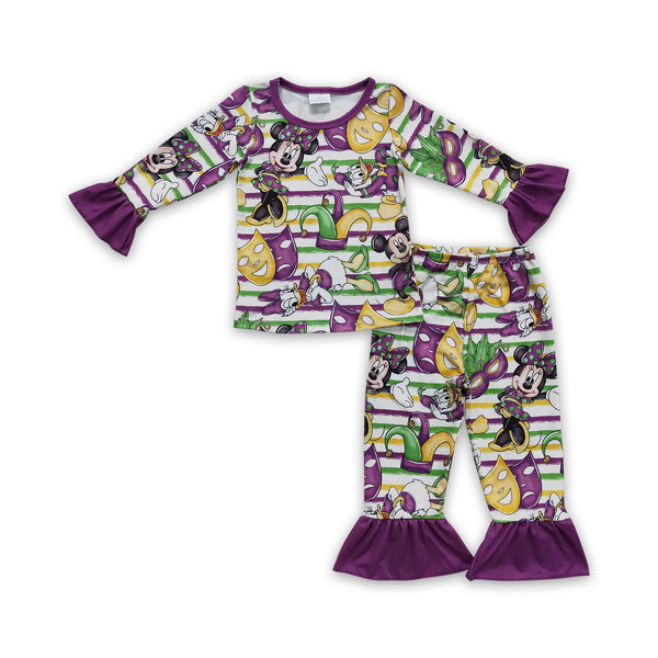 GLP0344 Mardi Gras baby girl clothes purple outfits
