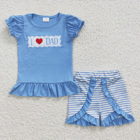 GSSO0187 kids clothes girls i love dad father's day outfit