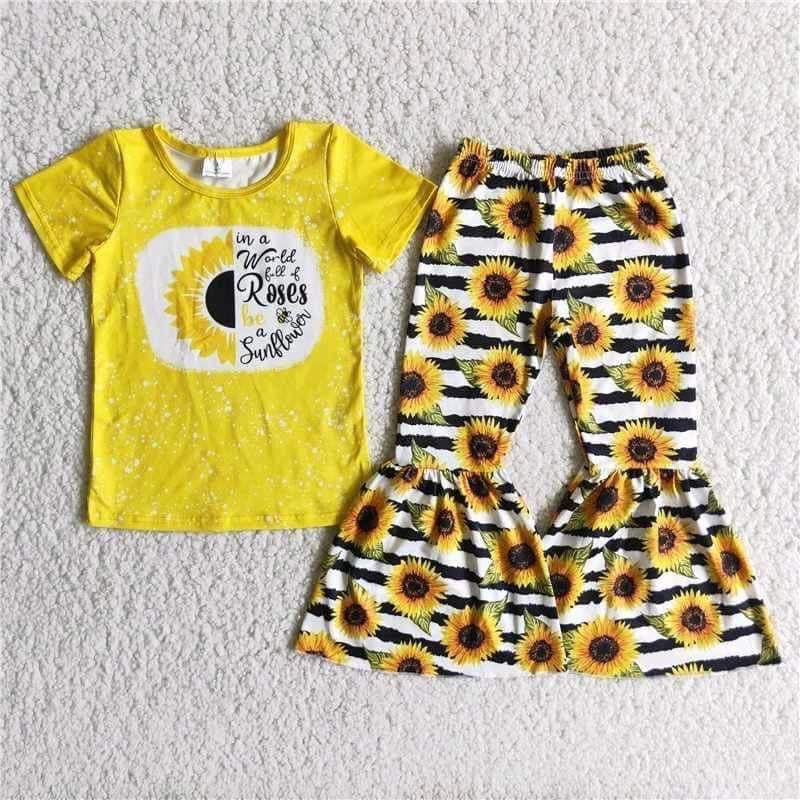 C12-12 baby girl clothes sunflower yellow spring fall outfits-promotion 2023.8.21