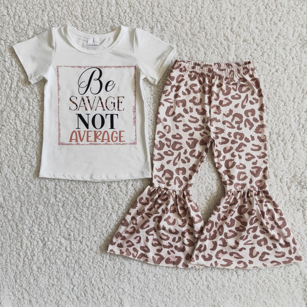 D8-16 girl white shirt leopard pants spring fall set