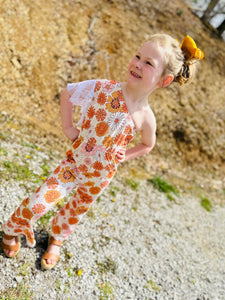 SR0211 kids clothes girls summer cold shouder floral jumpsuit 11