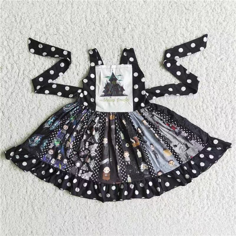 A7-13 baby girl clothes black twirl dress flower girl dress summer dresses