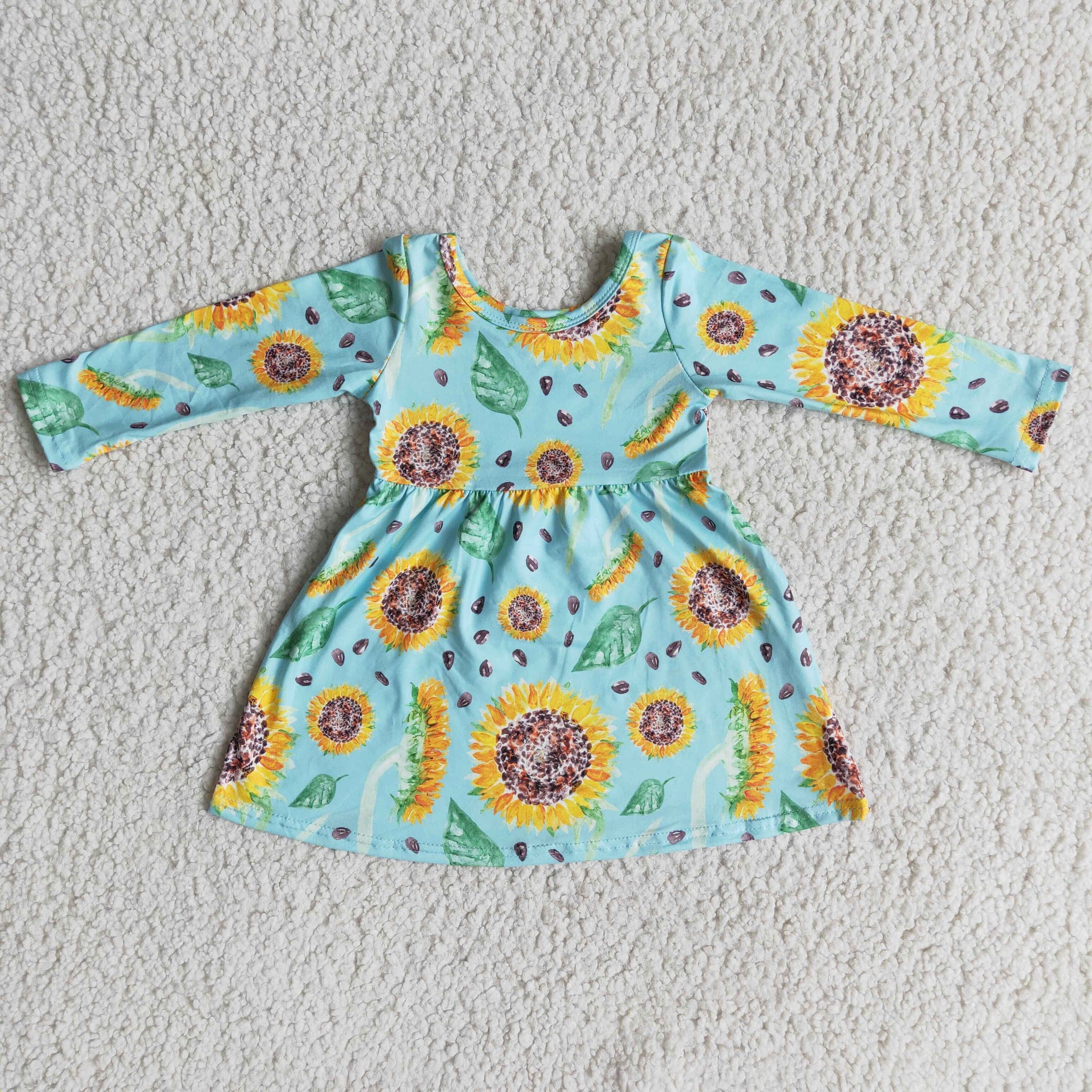 6 A1-13 girl winter sunflower long sleeve dress-promotion 2023.12.9