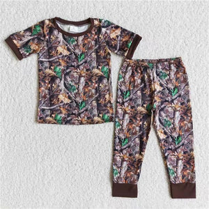 E10-17 kids clothes camo boy short sleeve fall spring pajamas