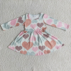 6 A1-5 baby girl cothes valentine's day long sleeve heart dress
