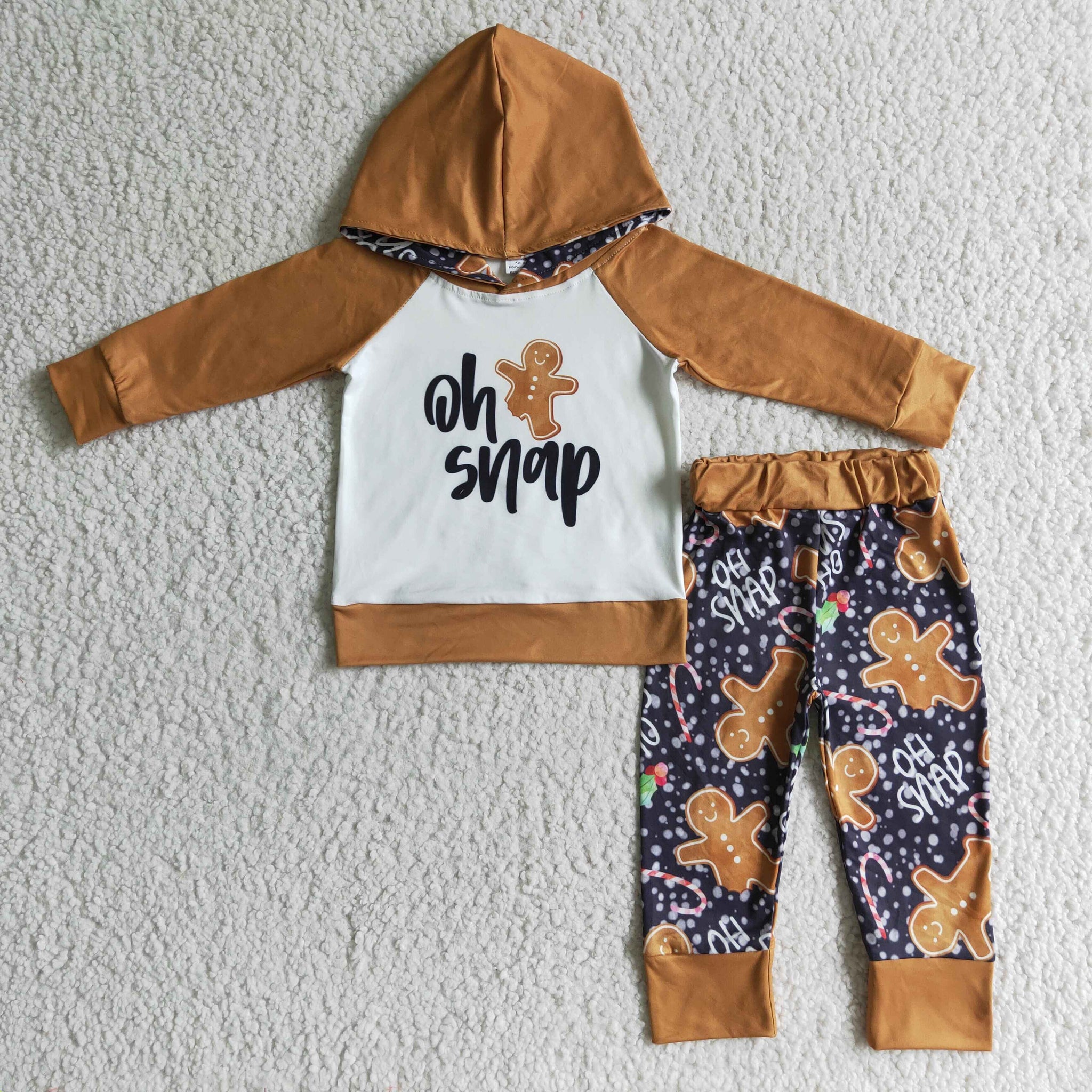 BLP0075 baby boy clothes brown winter hoodies set