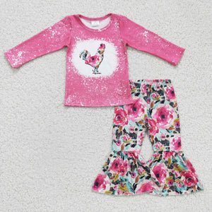 GLP0110 baby girl clothes hot pink chicken winter outfits