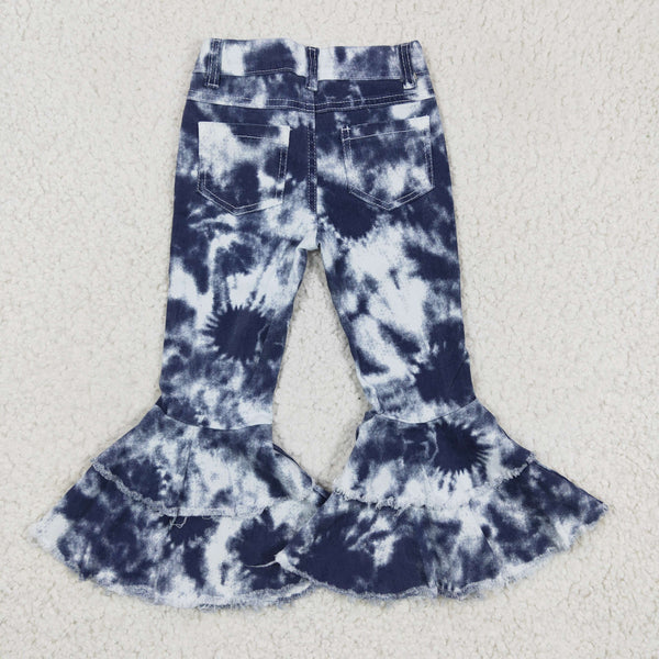P0035 baby girl clothes tie dye girl jeans bell bottom pant