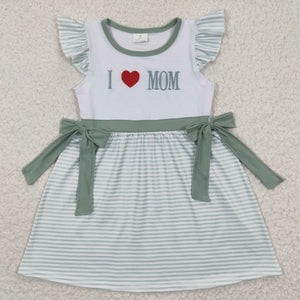 GSD0257 baby girl clothes embroidery i love mom mother's day dress