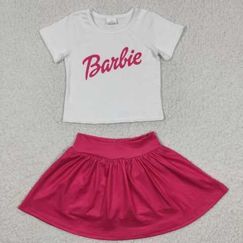 GSD0280 kids clothes girls hot pink skirt outfits