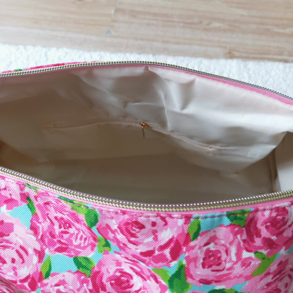 BA0025 floral rose pink buff bag travel bag