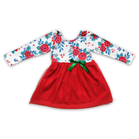 GLD0120 baby girl clothes red tullle winter dress