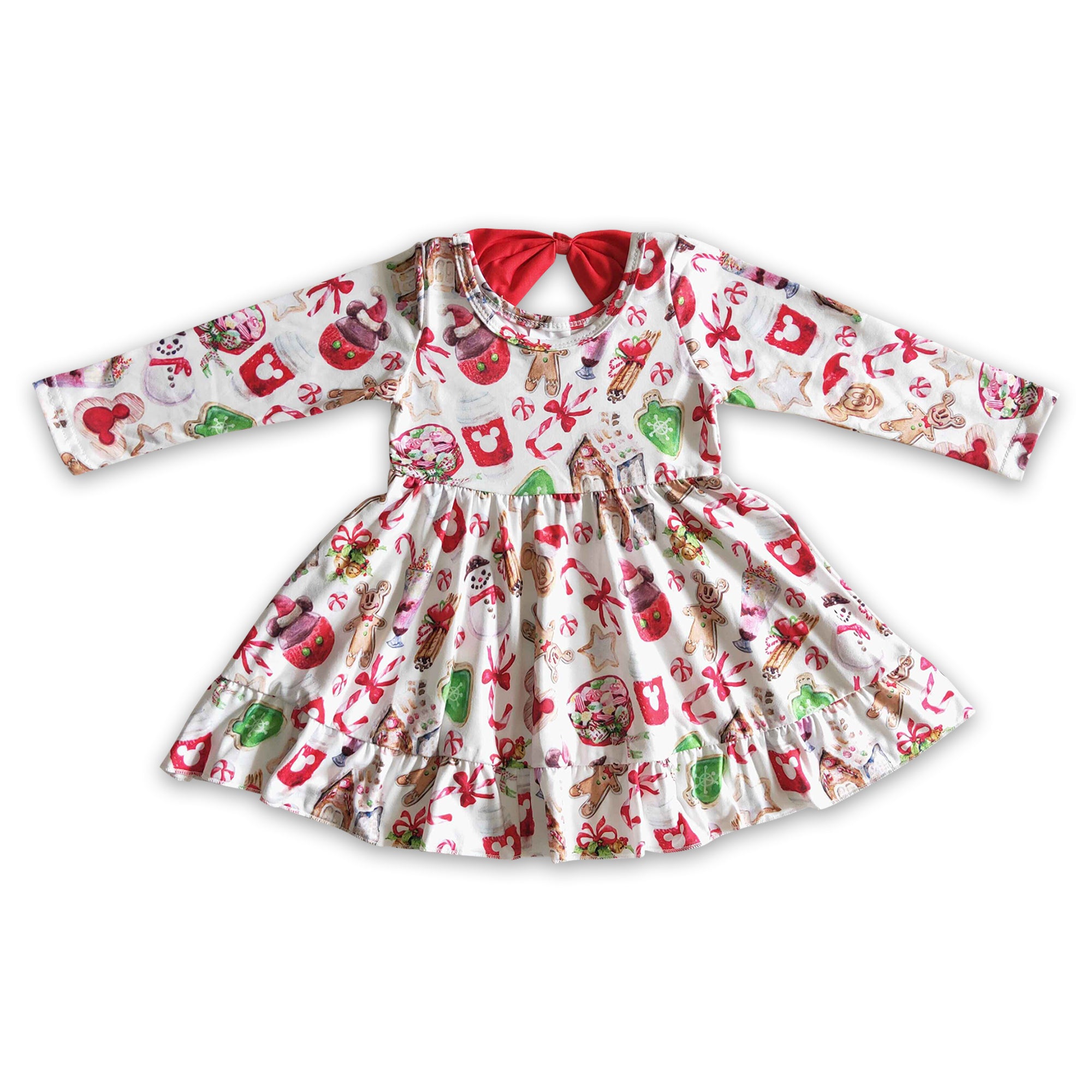 GLD0140 toddler girl dress snowman christmas dress