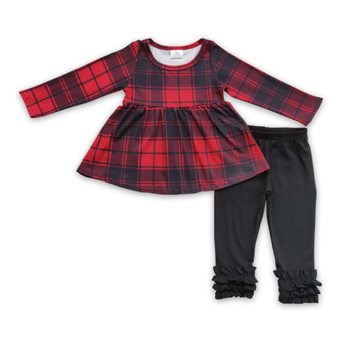 GLP0330 baby girl clothes red plaid winter christmas outfits