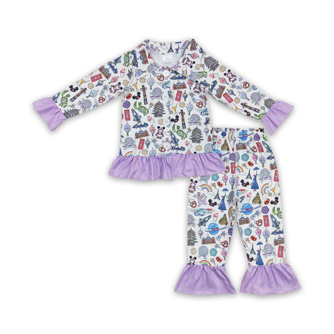 GLP0357 baby girl clothes cartoon pajamas set