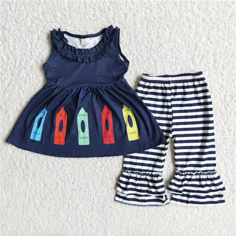 D2-28 kids clothes girls toddler girl back to school outfit