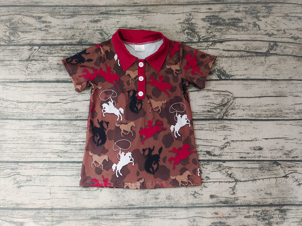 BT0162 baby boy clothes western brown summer tshirt